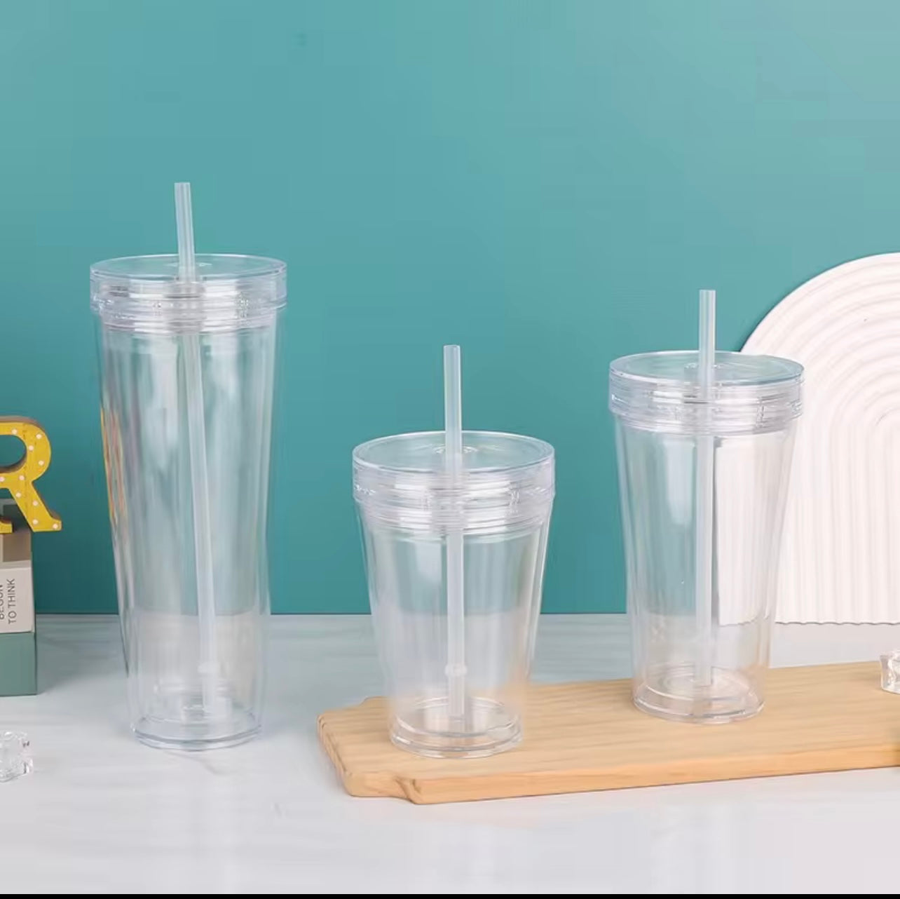 24 Ounce Acrylic Snow Globe Funnel Tumblers