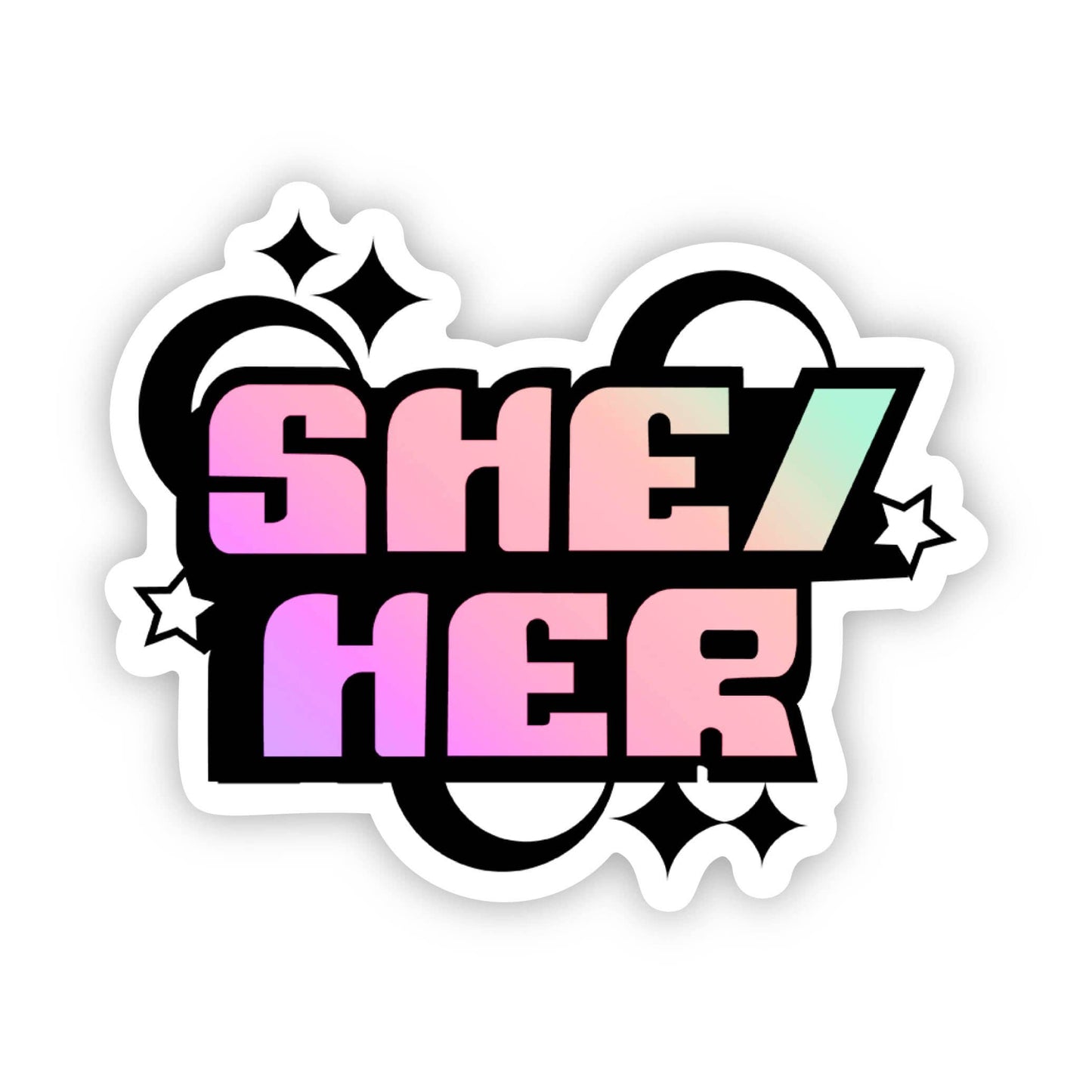 She Her Pronoun Colorful Y2K LGBTQ Pride Sticker