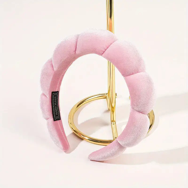 Clouds Spa Headband - Soft Hairband for Skincare and Makeup: Pink