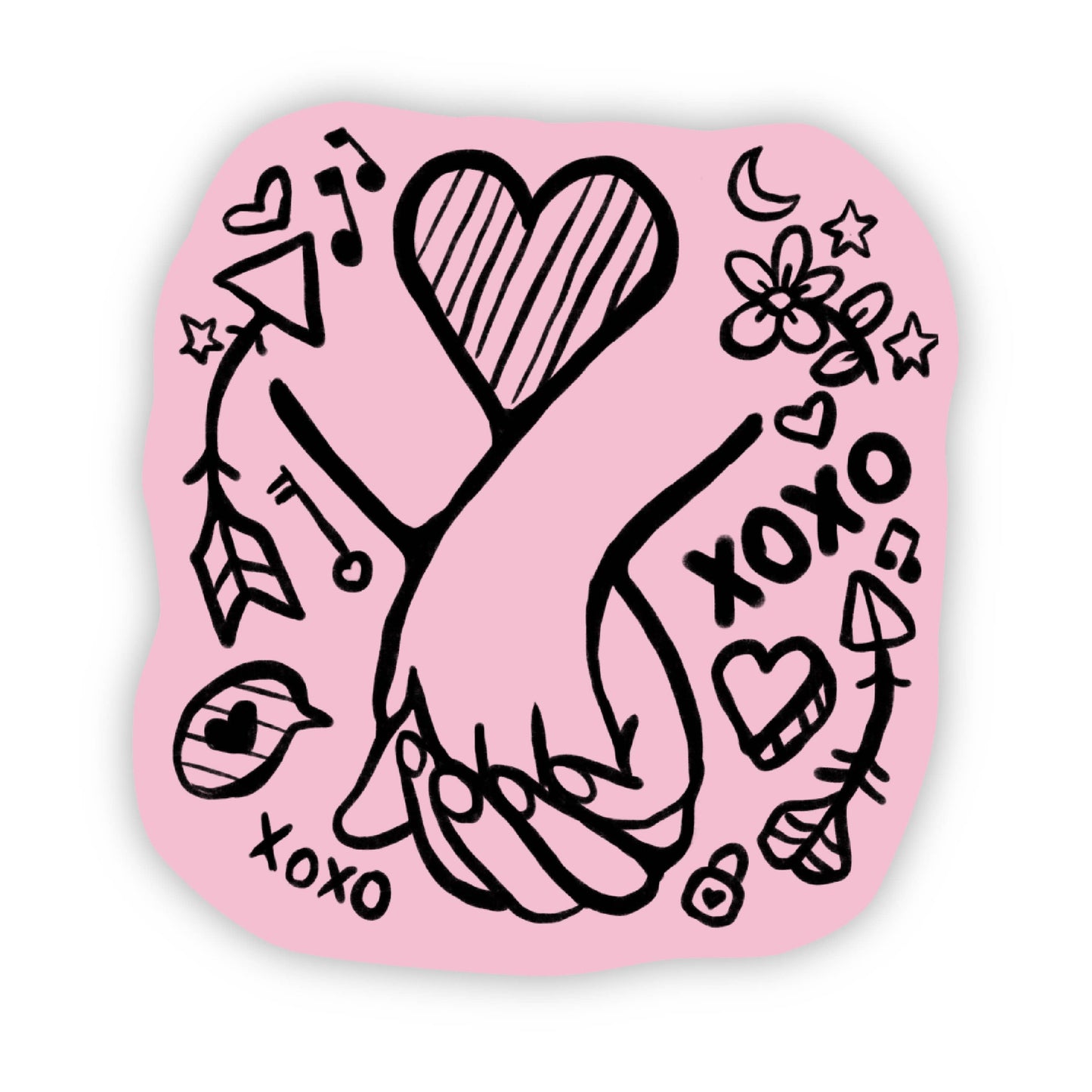 Holding Hands Pink Love Sticker